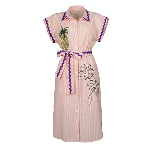 Lalipop Design | Sukienka midi w paski z haftem