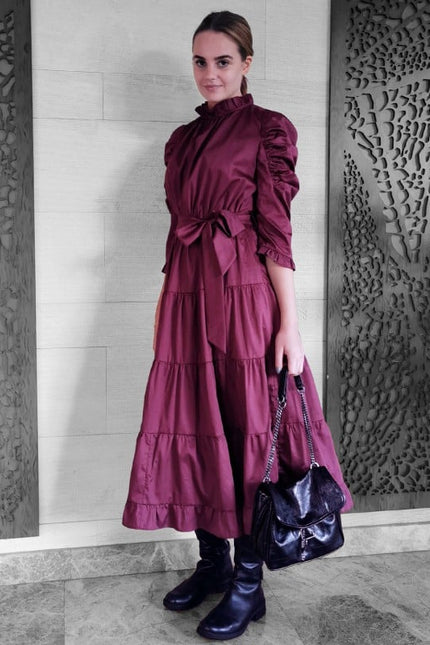 Lalipop Design | Poplin Burgundy Midi Dress