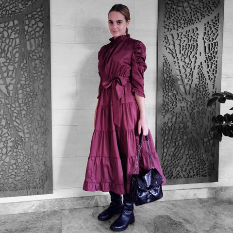 Lalipop Design | Poplin Burgundy Midi Dress