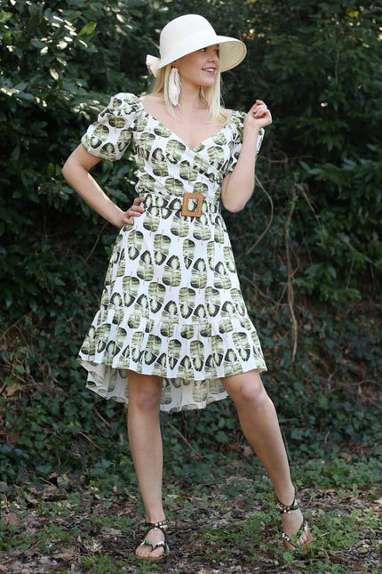 Lalipop Design | Double Breasted Mini Dress with Leaf Prints
