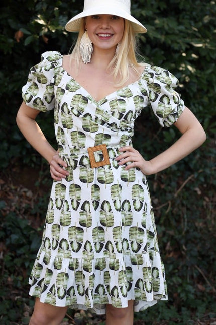 Lalipop Design | Double Breasted Mini Dress with Leaf Prints