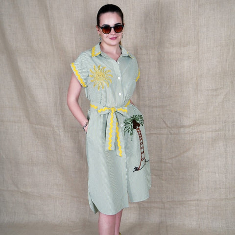 Lalipop Design | Sukienka midi w paski z haftem