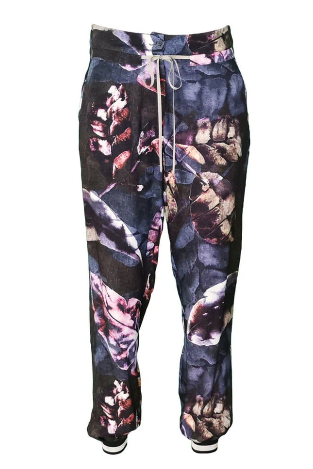 Lalipop Design | Spodnie dresowe z nadrukiem liści i ściągaczami