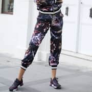 Lalipop Design | Sweatpants with Leaf Prints & Ribbed Cuffs