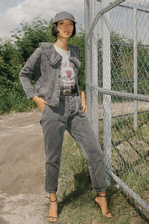 State Of Georgia I THE ELLIS DENIM  JACKET - STONE WASHED BLACK