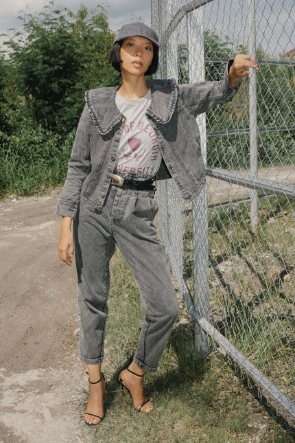 State Of Georgia I THE ELLIS DENIM  JACKET - STONE WASHED BLACK