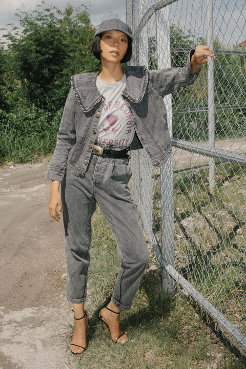 State Of Georgia I THE ELLIS DENIM  JACKET - STONE WASHED BLACK