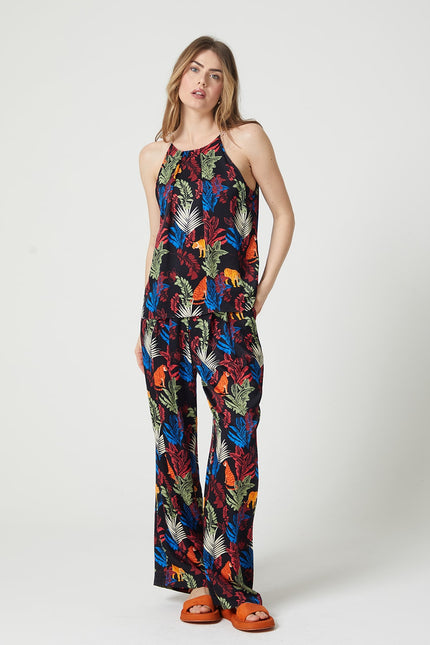Lalipop Design | Jungle-Print Ecovero™ Satin Wide Leg Trousers