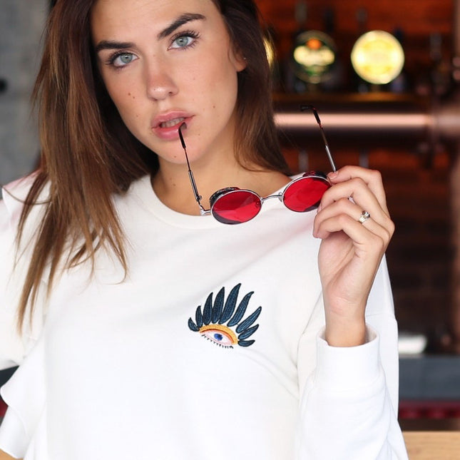 Lalipop Design | Sweatshirt with Ruffle Detail & Eye Embroidery