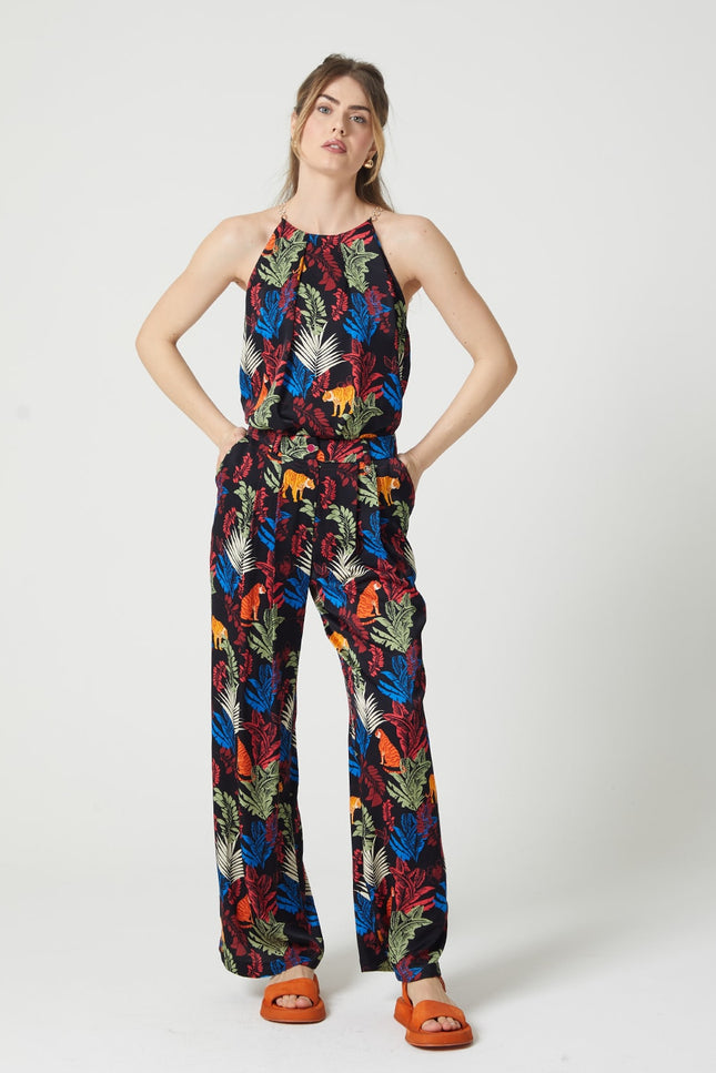 Lalipop Design | Jungle-Print Ecovero™ Satin Wide Leg Trousers