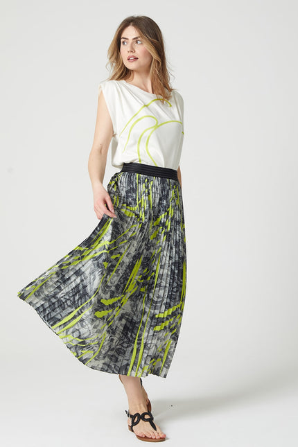 Lalipop Design | Abstract Printed Pleated Maxi Skirt