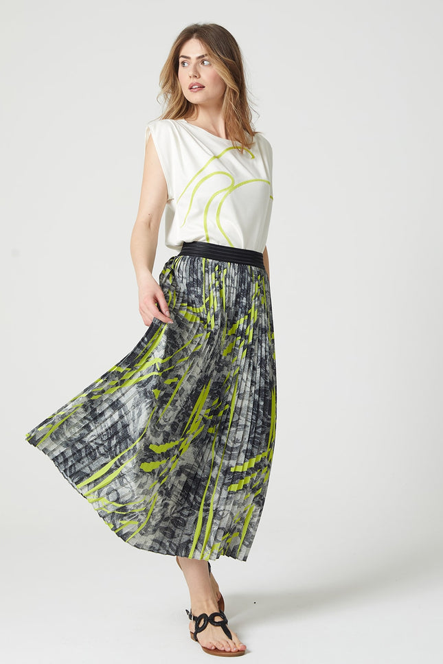 Lalipop Design | Abstract Printed Pleated Maxi Skirt
