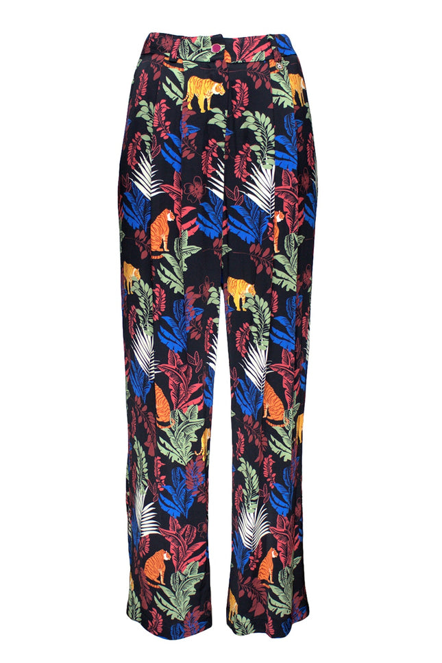 Lalipop Design | Jungle-Print Ecovero™ Satin Wide Leg Trousers