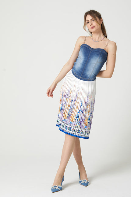 Lalipop Design | Floral-Print Pleated Recycled Fabric Midi Skirt