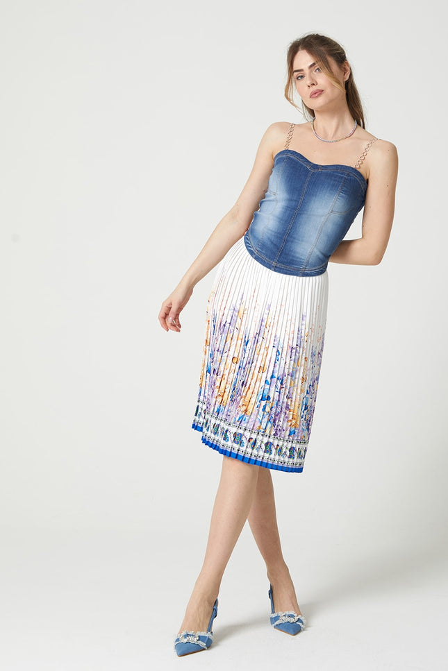 Lalipop Design | Floral-Print Pleated Recycled Fabric Midi Skirt