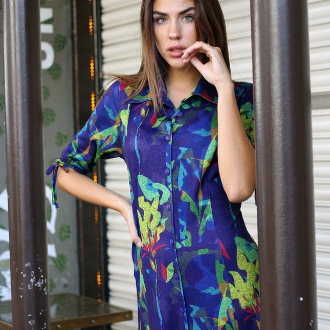 Lalipop Design | Digital Print Knitted Shirt Midi Dress