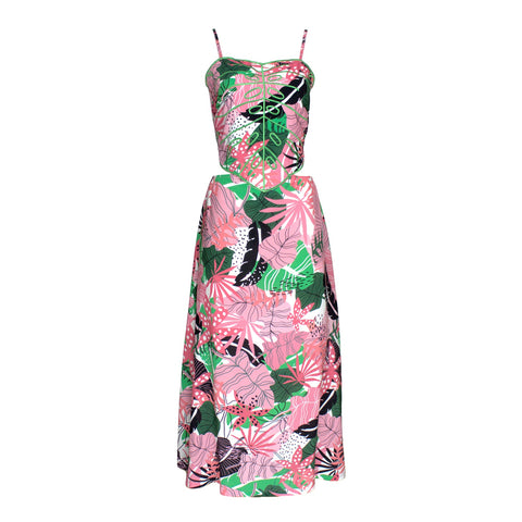 Lalipop Design | Sukienka maxi z haftem z liści palmowych