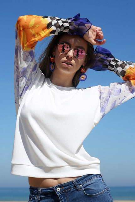 Lalipop Design | Blouse with Crinkle Chiffon Sleeves