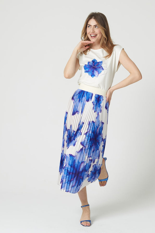Lalipop Design | Floral-Print Elasticated-Waist Pleated Recycled Fabric Maxi Skirt