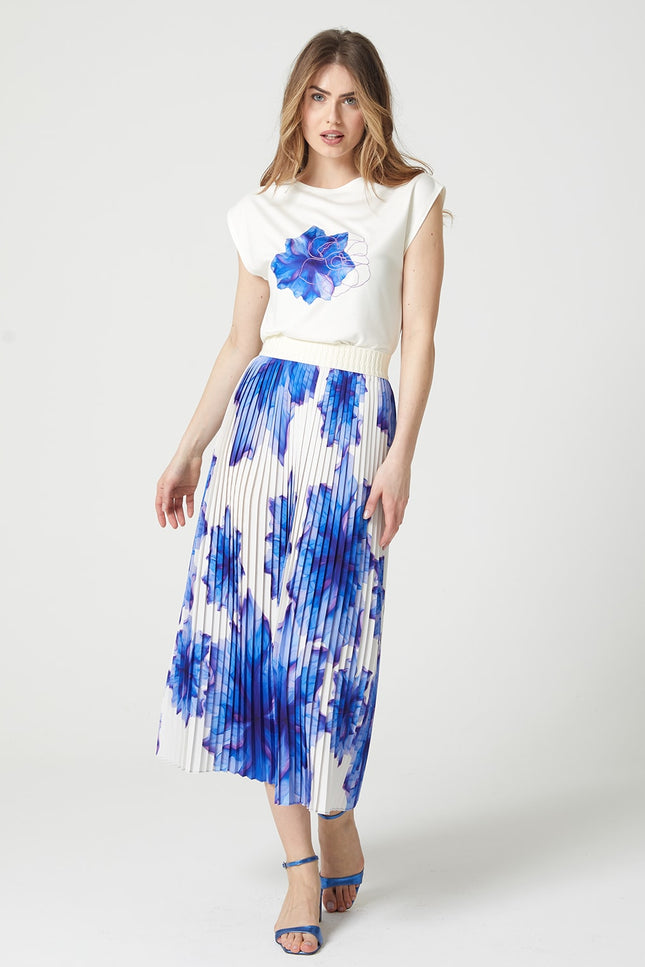 Lalipop Design | Floral-Print Elasticated-Waist Pleated Recycled Fabric Maxi Skirt