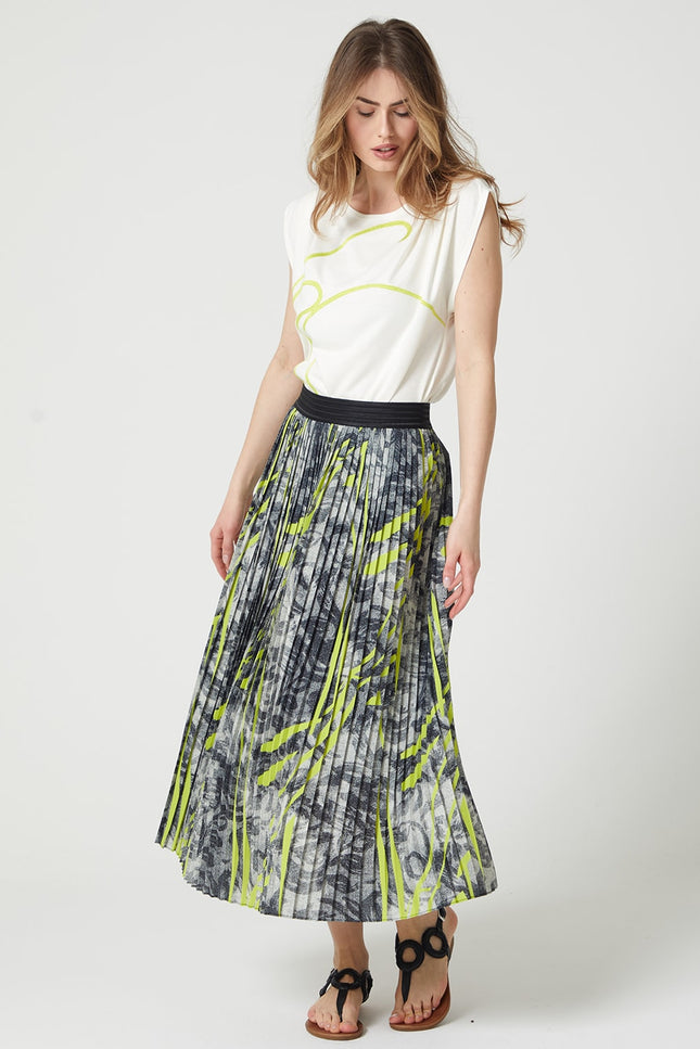 Lalipop Design | Abstract Printed Pleated Maxi Skirt