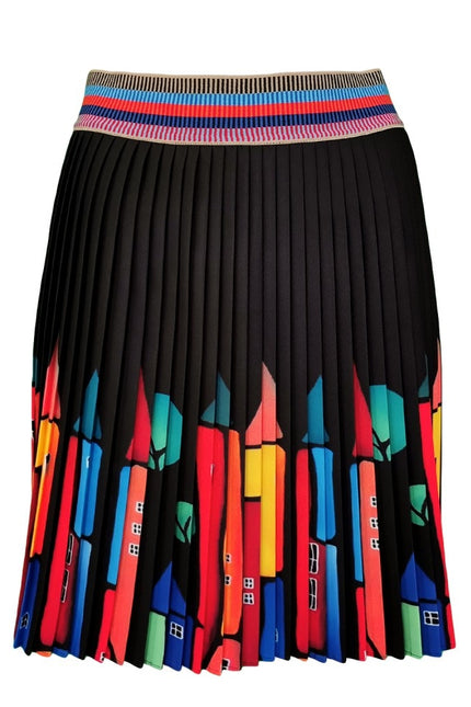 Lalipop Design | Pleated Mini Skirt with Colorful House Prints