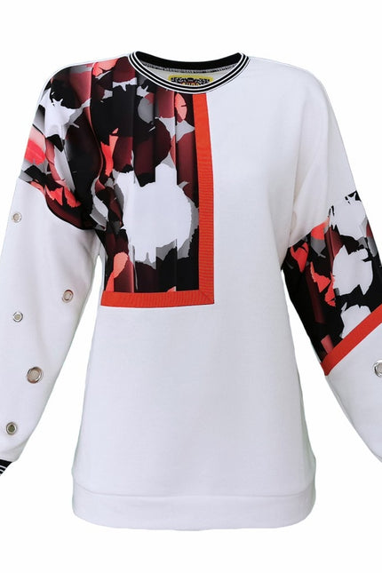 Lalipop Design | Sweatshirt with Eyelet Details & Abstract Camo Print