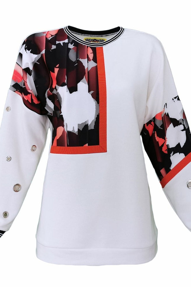 Lalipop Design | Sweatshirt with Eyelet Details & Abstract Camo Print