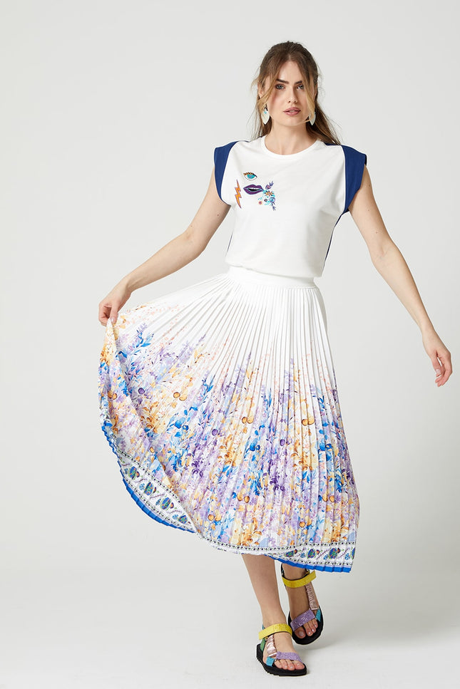 Lalipop Design | Floral-Print Pleated Recycled Fabric Maxi Skirt