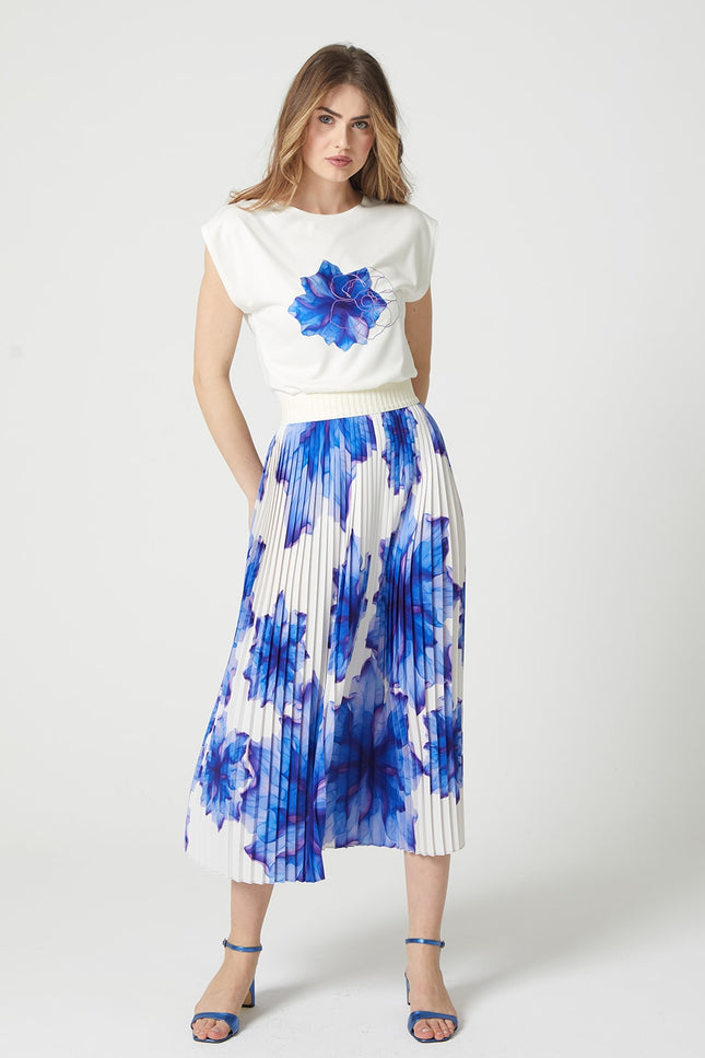Lalipop Design | Floral-Print Elasticated-Waist Pleated Recycled Fabric Maxi Skirt