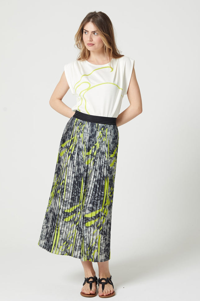 Lalipop Design | Abstract Printed Pleated Maxi Skirt