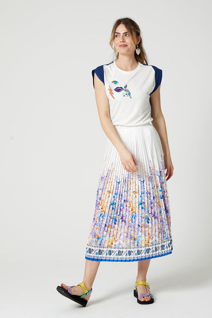 Lalipop Design | Floral-Print Pleated Recycled Fabric Maxi Skirt