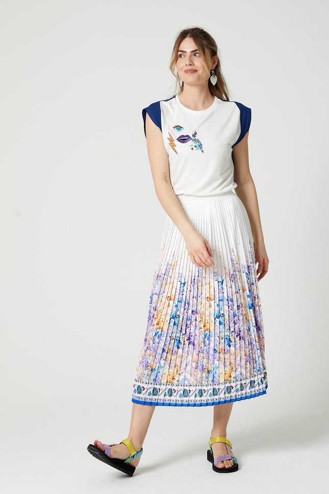 Lalipop Design | Floral-Print Pleated Recycled Fabric Maxi Skirt