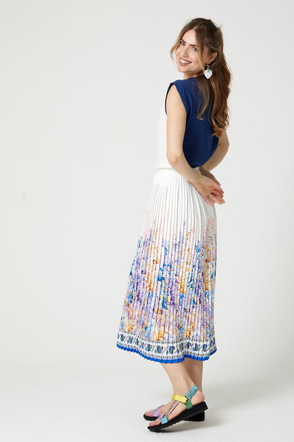 Lalipop Design | Floral-Print Pleated Recycled Fabric Maxi Skirt