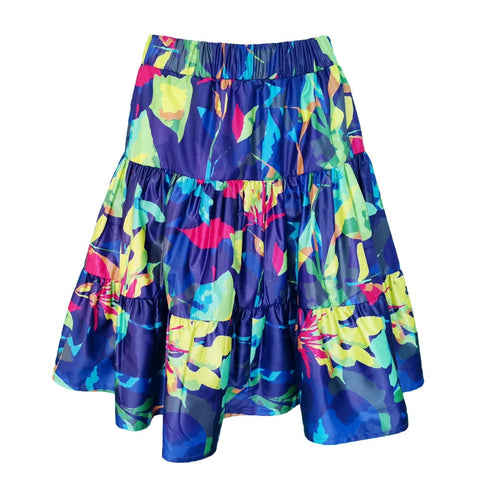 Lalipop Design | Parachute Mini Skirt With Blue Digital Print