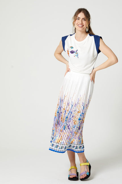 Lalipop Design | Floral-Print Pleated Recycled Fabric Maxi Skirt