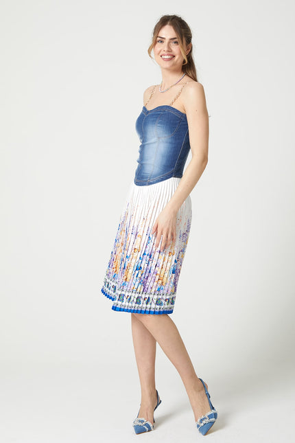 Lalipop Design | Floral-Print Pleated Recycled Fabric Midi Skirt