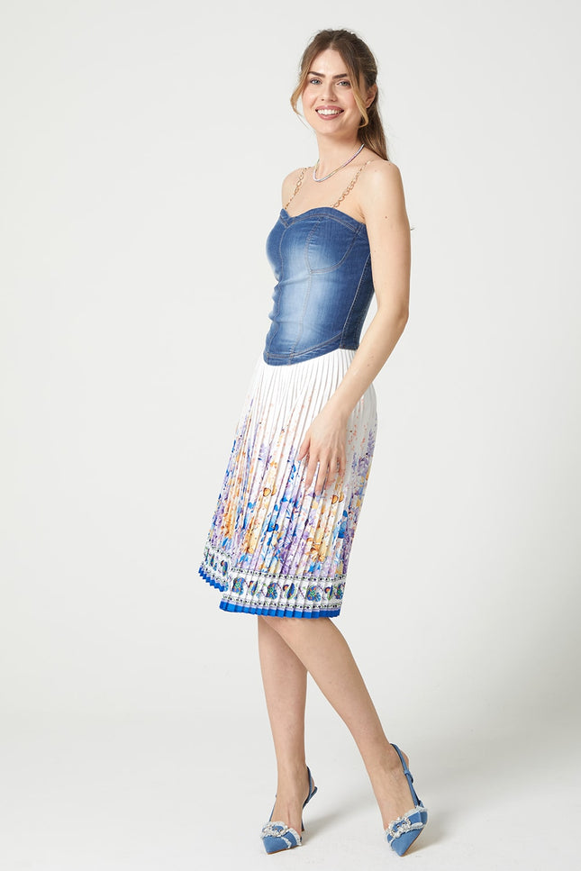 Lalipop Design | Floral-Print Pleated Recycled Fabric Midi Skirt