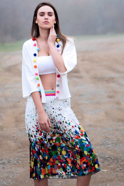 Lalipop Design | Splash Of Color Pleated Midi Skirt