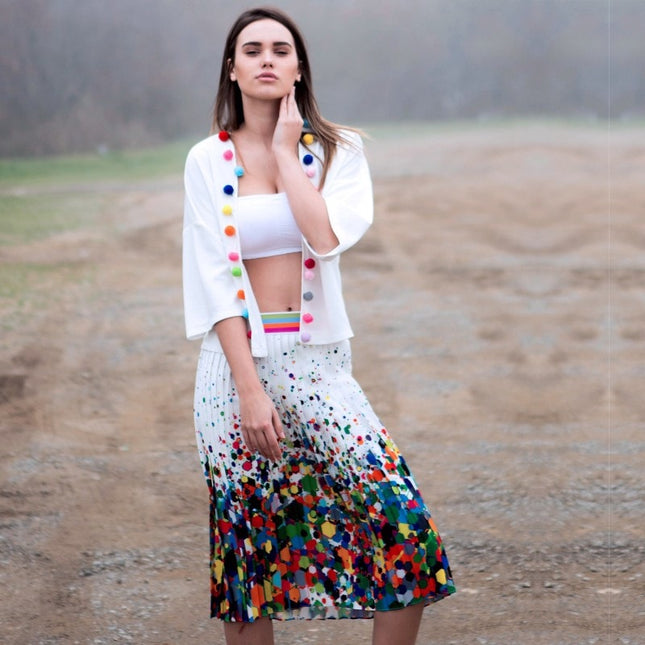 Lalipop Design | Splash Of Color Pleated Midi Skirt