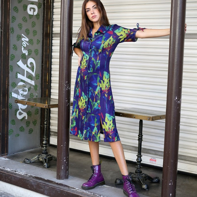 Lalipop Design | Digital Print Knitted Shirt Midi Dress