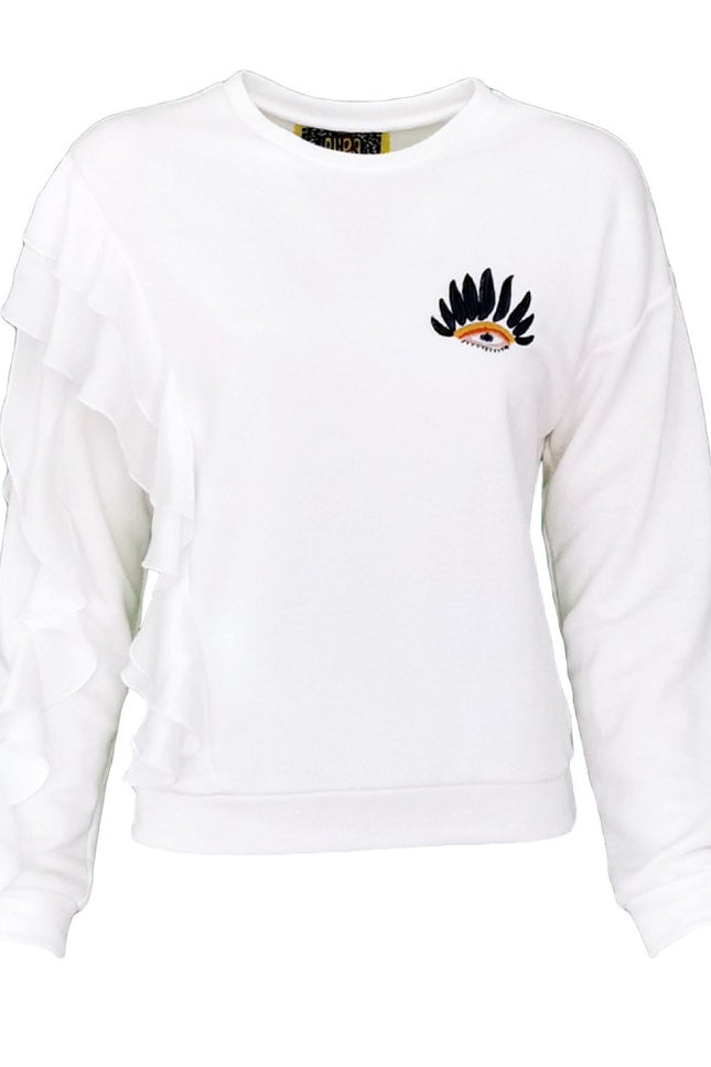 Lalipop Design | Sweatshirt with Ruffle Detail & Eye Embroidery