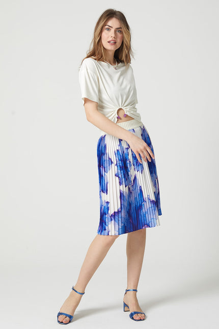 Lalipop Design | Floral-Print Elasticated-Waist Pleated Recycled Fabric Midi Skirt