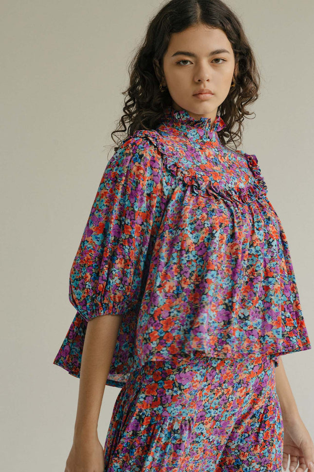 State Of Georgia I THE JONI TOP - FLORAL EXPLOSION RASPBERRY