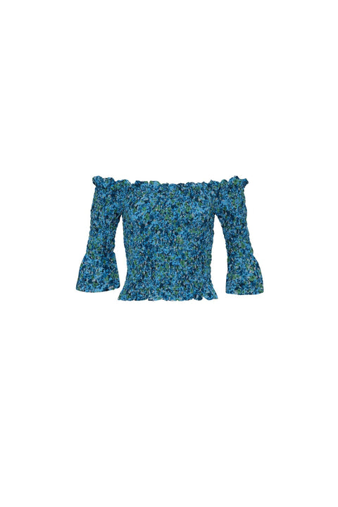 State Of Georgia I THE BOBBI ELASTIC TOP - Floral Explosion Blue