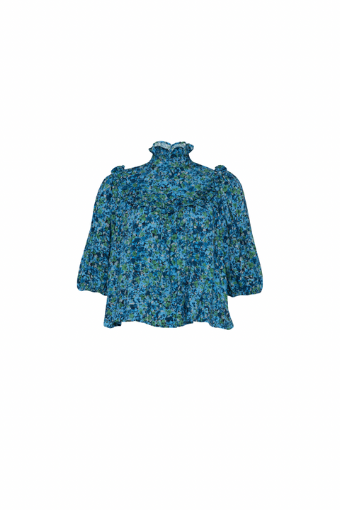 State Of Georgia I THE JONI TOP - FLORAL EXPLOSION BLUE