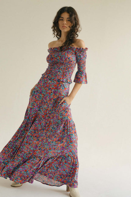 State Of Georgia I THE BOBBI ELASTIC TOP - Floral Explosion Raspberry