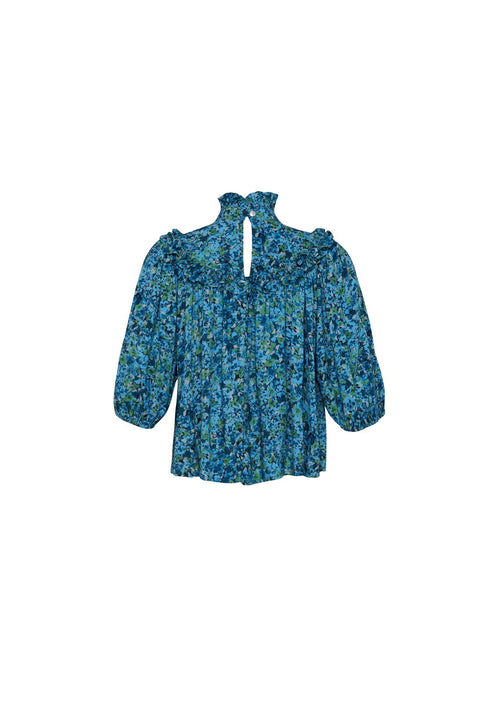State Of Georgia I THE JONI TOP - FLORAL EXPLOSION BLUE