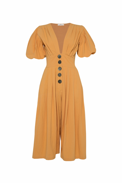 State Of Georgia I THE JAIME JUMPSUIT CULLOTES - TAN/CHARCOAL BUTTON