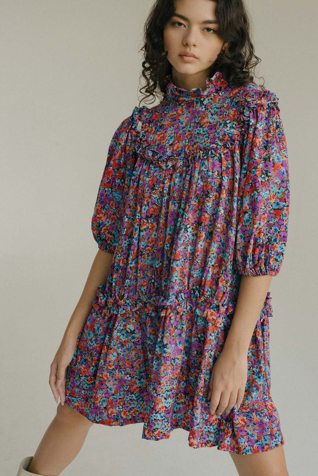 State Of Georgia I THE JONI DRESS - Floral Explosion Raspberry